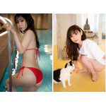 真っ赤な水着姿・猫と触れ合うショットが公開！中川翔子デビュー20周年記念写真集の先行カットが公開 画像